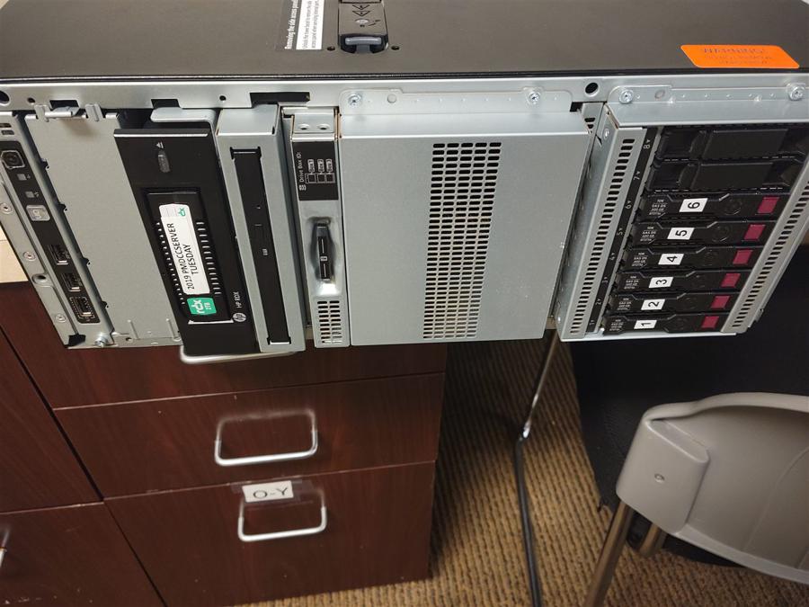 Rack-mount server seated and cabled