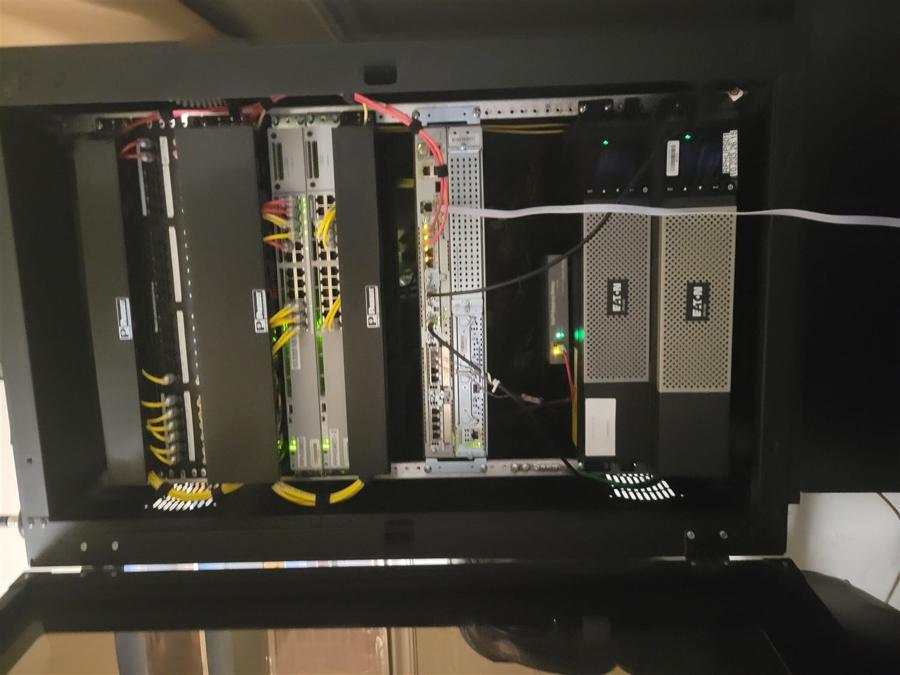 Fiber and copper terminations in an equipment rack